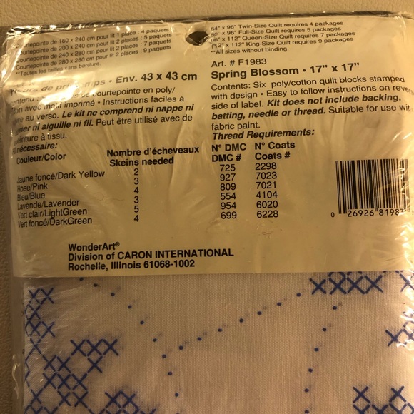 NEW WonderArt Quilt Blocks Stamped "Spring Blossom" #F1983  6 17x17  blocks - Picture 3 of 9